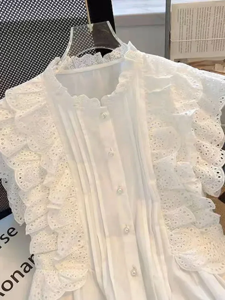 [READY STOCK]CHICMORE Atasan wanita kemeja putih cantik lengan pendek gaya modis