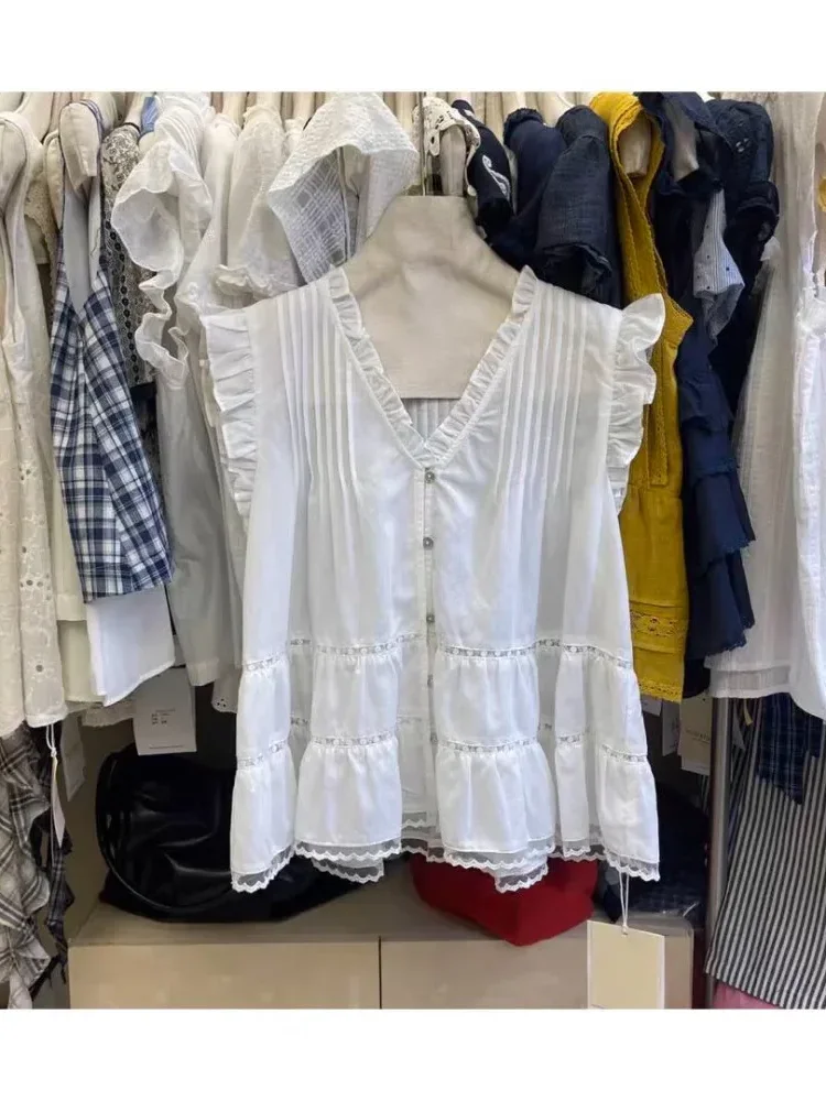 [DISKON KILAT]CHICMORE Atasan kemeja wanita elegan korean style dengan kerah v neck dan tanpa lengan