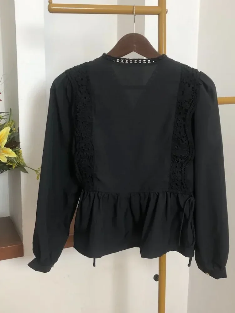 CHICMORE Atasan kemeja longgar warna hijau cantik kancing sebaris lengan panjang untuk wanita gaya retro