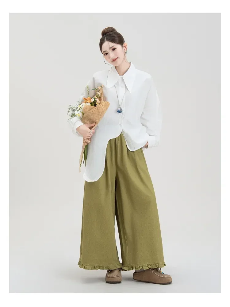 CHICMORE （hanya atasan tidak termasuk celana）atasan kemeja gaya kekinian dengan kancing sebaris dan lengan panjang