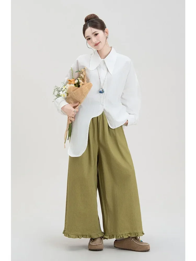 CHICMORE （hanya atasan tidak termasuk celana）atasan kemeja gaya kekinian dengan kancing sebaris dan lengan panjang