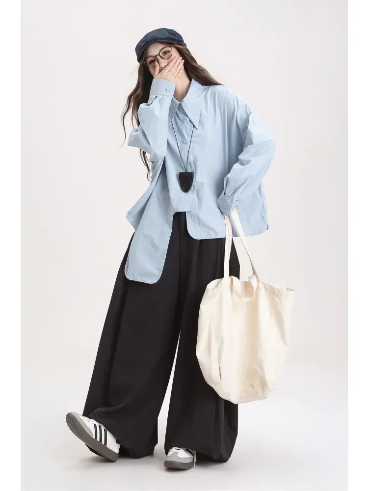 CHICMORE （hanya atasan tidak termasuk celana）atasan kemeja gaya kekinian dengan kancing sebaris dan lengan panjang