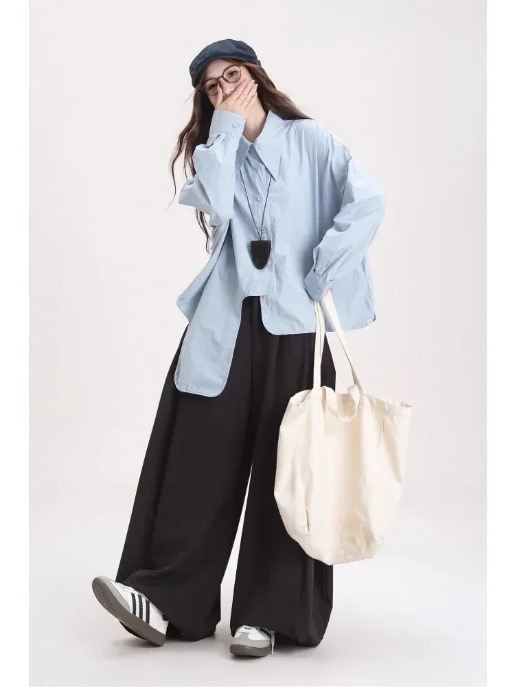 CHICMORE （hanya atasan tidak termasuk celana）atasan kemeja gaya kekinian dengan kancing sebaris dan lengan panjang