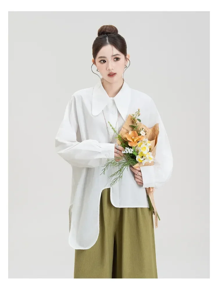 CHICMORE （hanya atasan tidak termasuk celana）atasan kemeja gaya kekinian dengan kancing sebaris dan lengan panjang