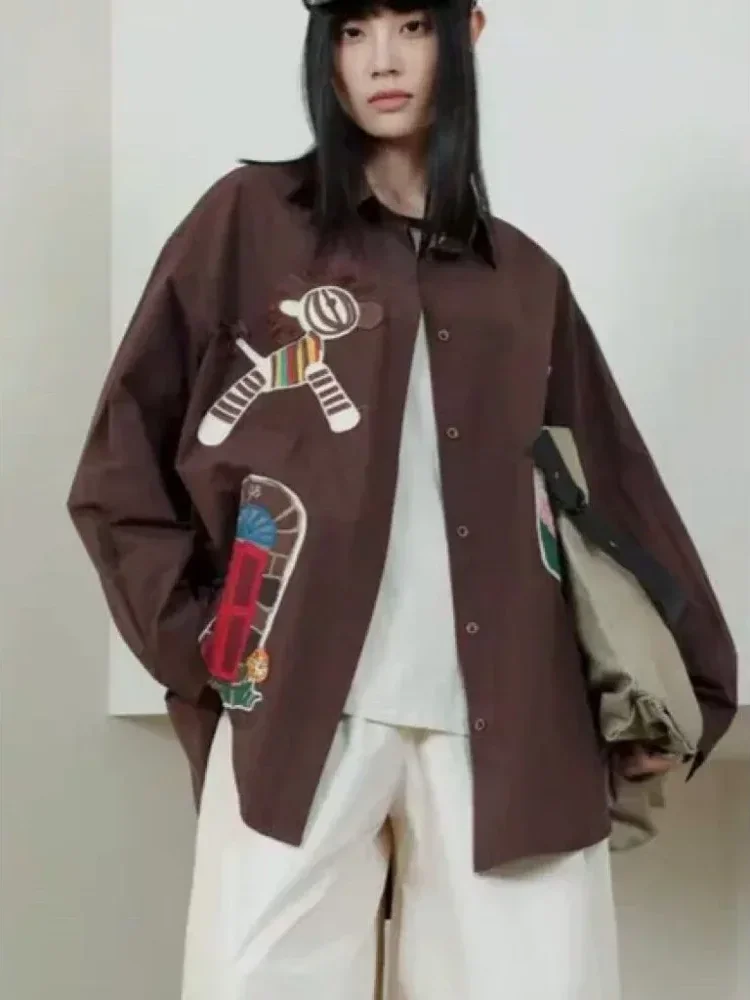 [NEW]CHICMORE Atasan kemeja wanita model unik trendi dengan lengan panjang dan saku cantik