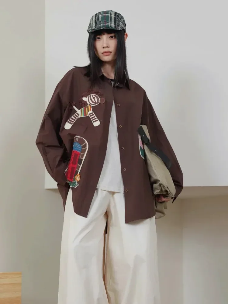 [NEW]CHICMORE Atasan kemeja wanita model unik trendi dengan lengan panjang dan saku cantik