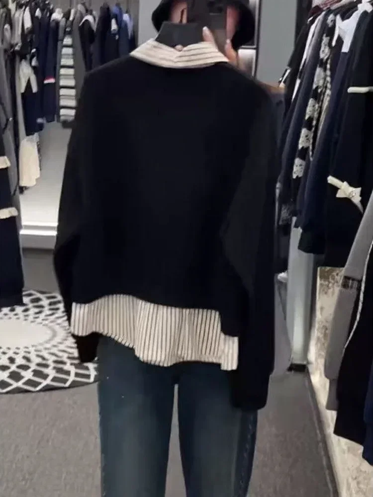 CHICMORE Kemeja lengan panjang dengan desain fashion dan efek dua potong