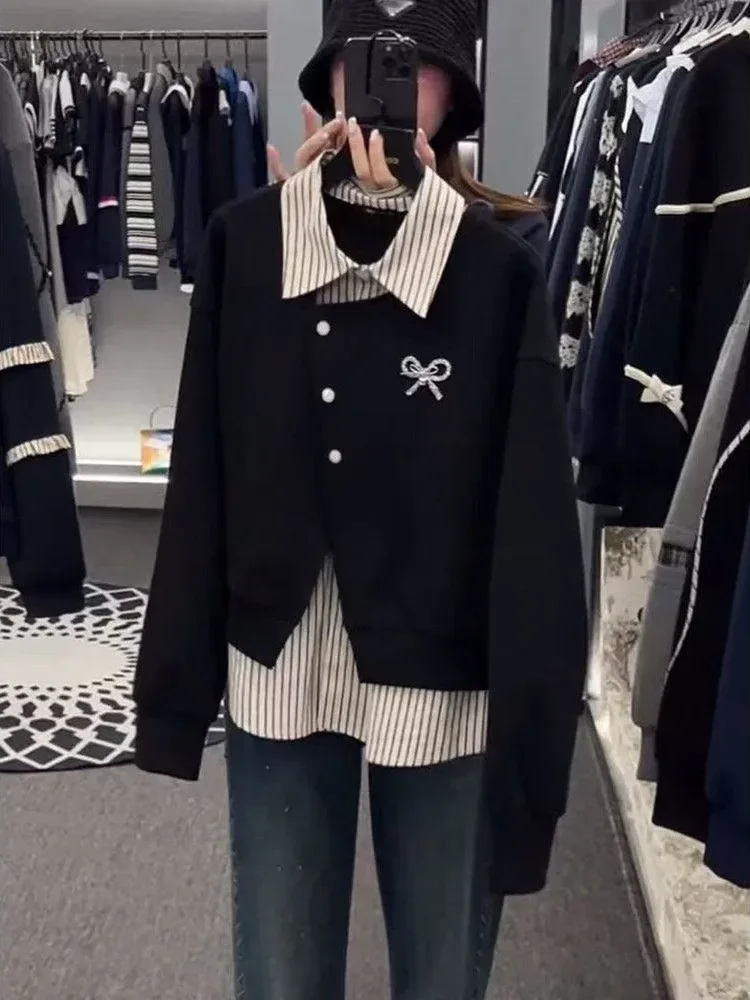 CHICMORE Kemeja lengan panjang dengan desain fashion dan efek dua potong