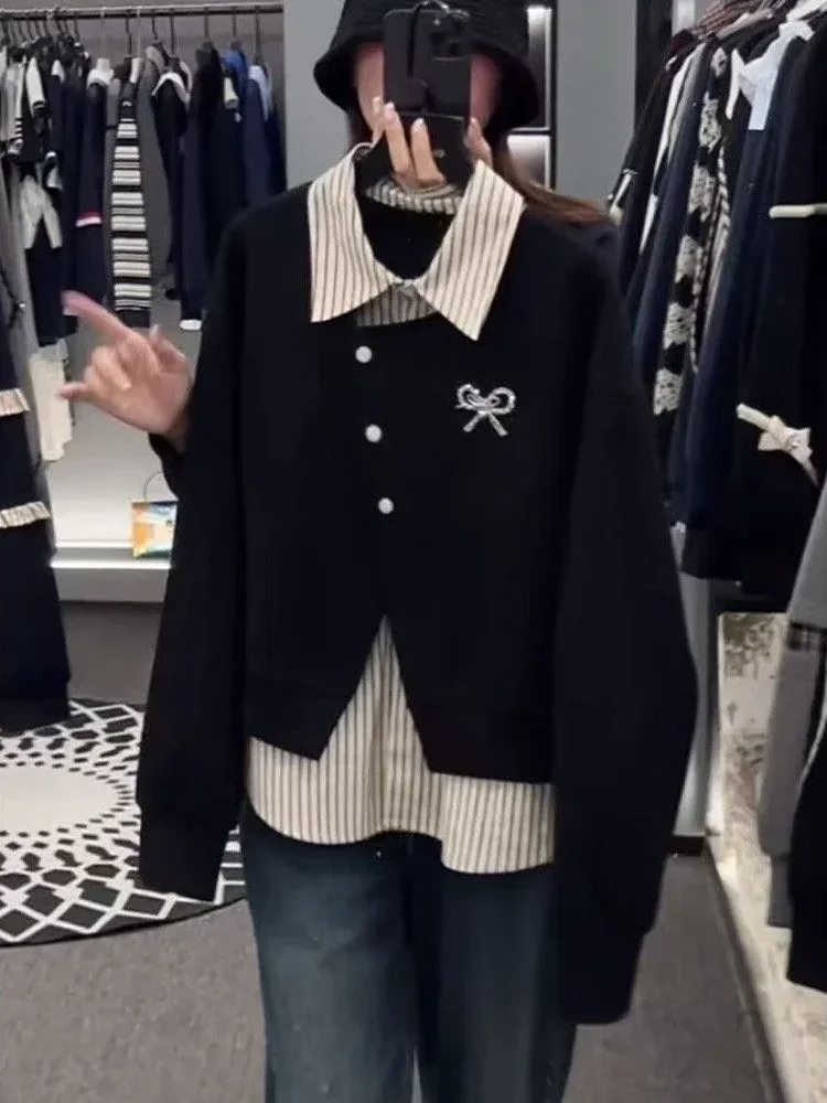 CHICMORE Kemeja lengan panjang dengan desain fashion dan efek dua potong