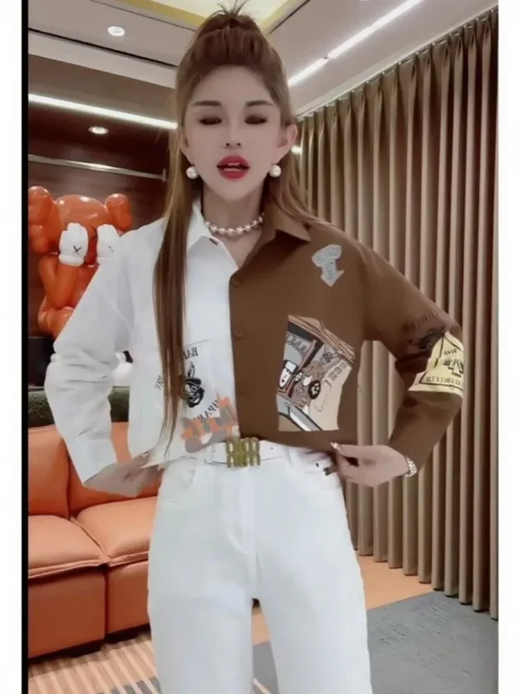 [NEW]CHICMORE Atasan kemeja gaya modis lengan panjang untuk wanita