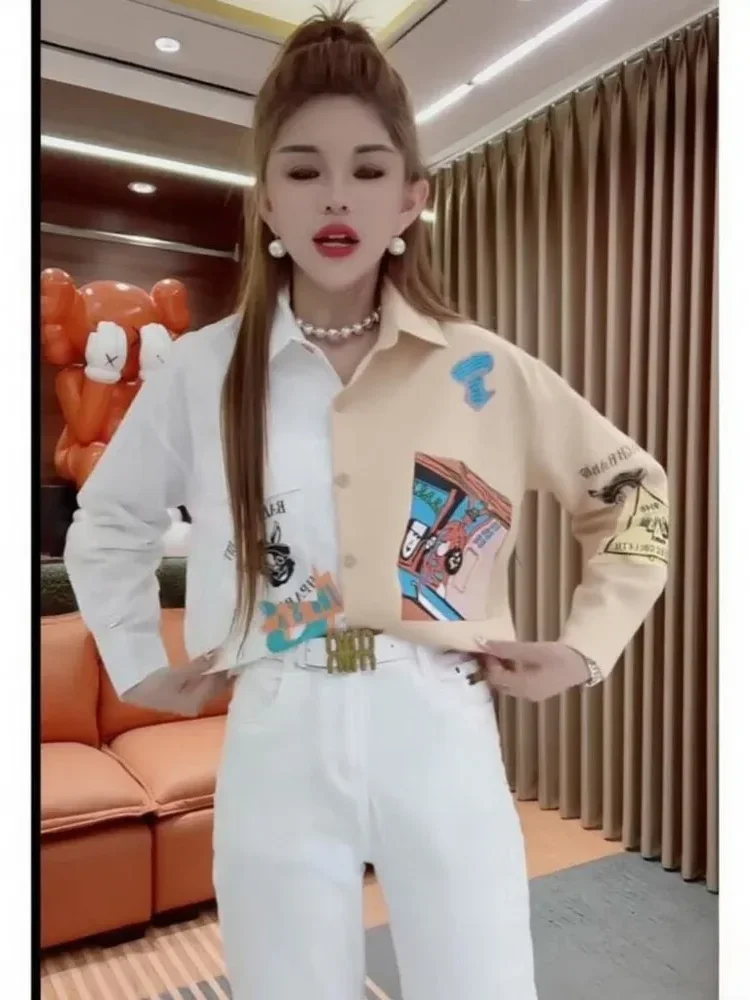 [NEW]CHICMORE Atasan kemeja gaya modis lengan panjang untuk wanita