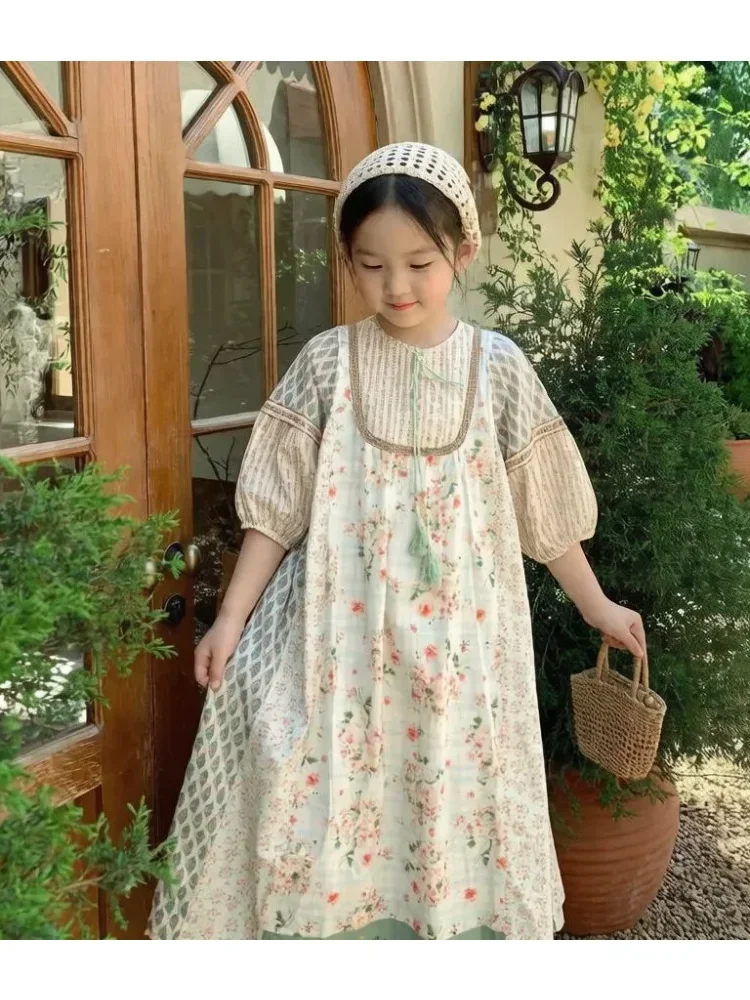 [READY STOCK]CHICMORE Gaun wanita gaya istana motif bunga vintage berlengan balon tiga perempat untuk wanita muda