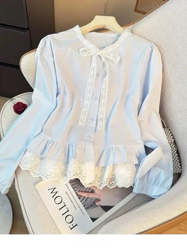 [READY STOCK]CHICMORE Kemeja wanita feminime variasi pita cantik berlengan panjang gaya minimalis