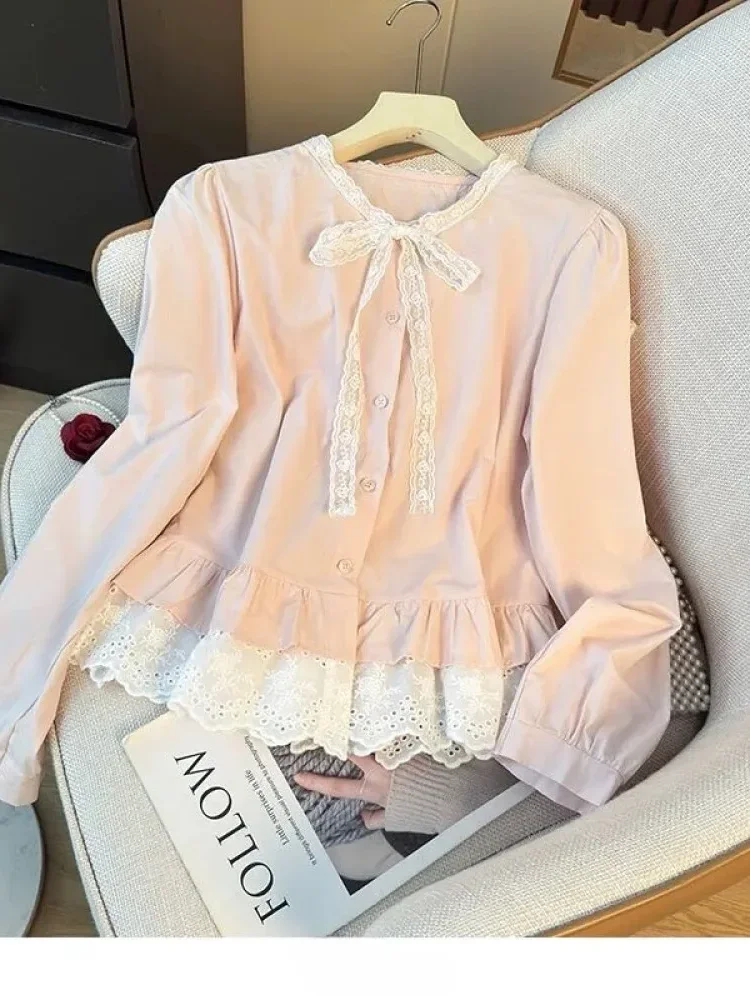 [READY STOCK]CHICMORE Kemeja wanita feminime variasi pita cantik berlengan panjang gaya minimalis