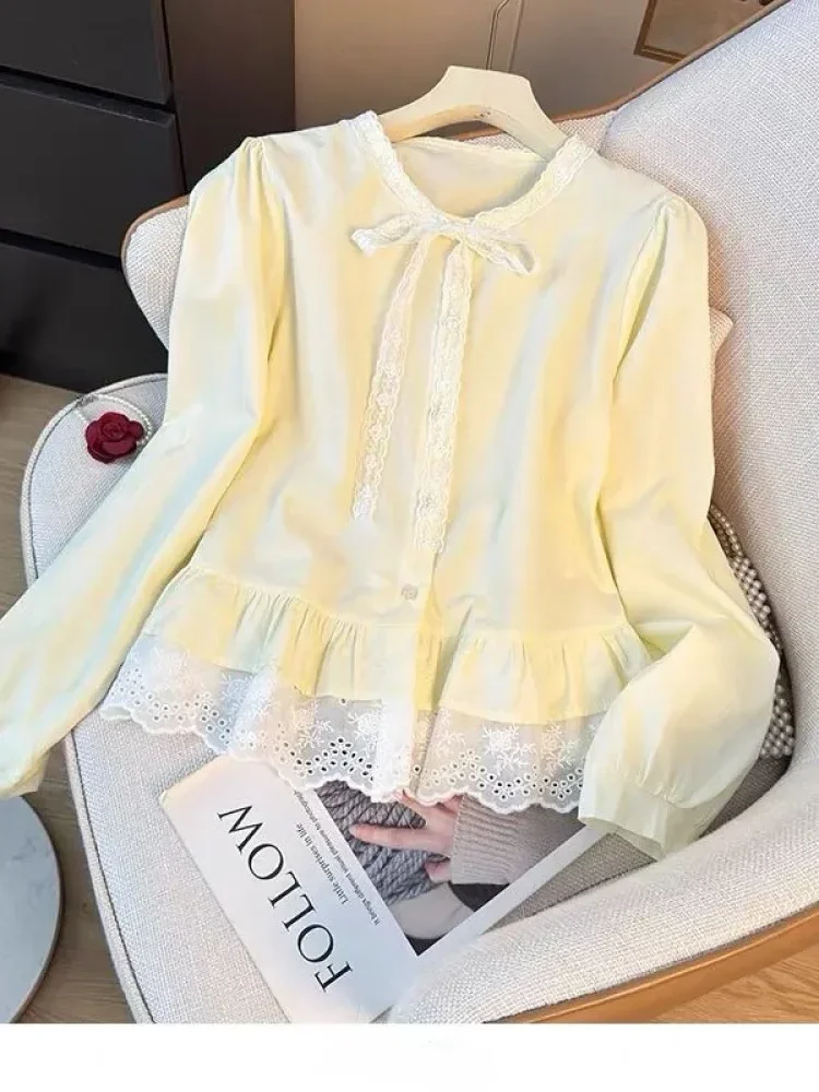 [READY STOCK]CHICMORE Kemeja wanita feminime variasi pita cantik berlengan panjang gaya minimalis