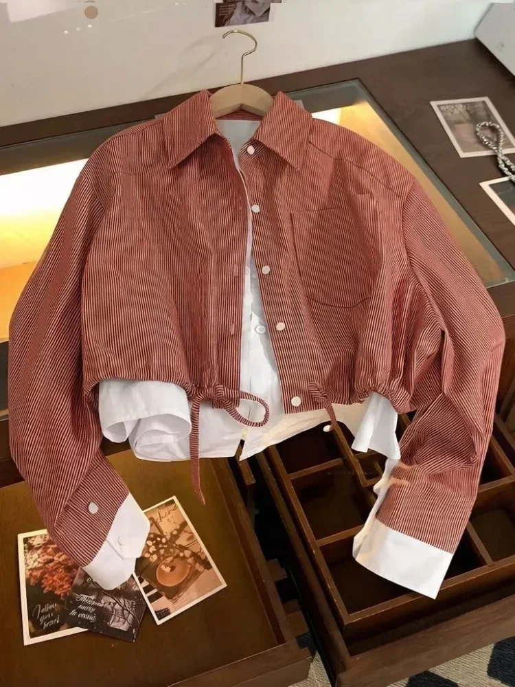 [NEW]CHICMORE Atasan modis garis-garis lengan panjang simple elegan