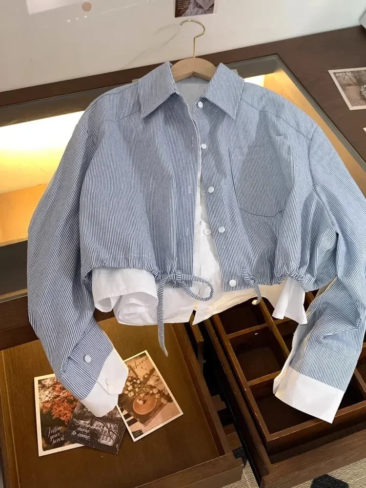 [NEW]CHICMORE Atasan modis garis-garis lengan panjang simple elegan