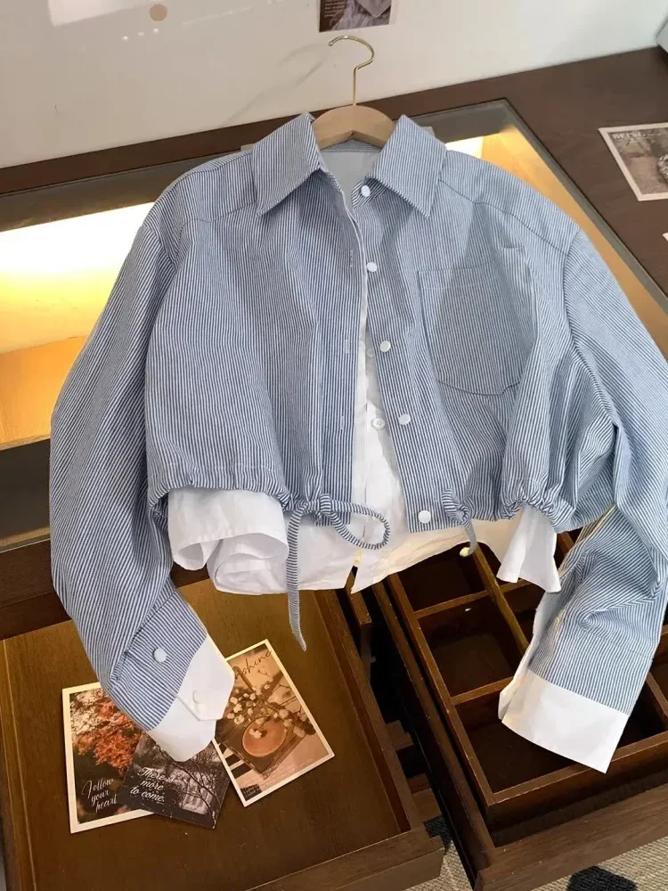 [NEW]CHICMORE Atasan modis garis-garis lengan panjang simple elegan