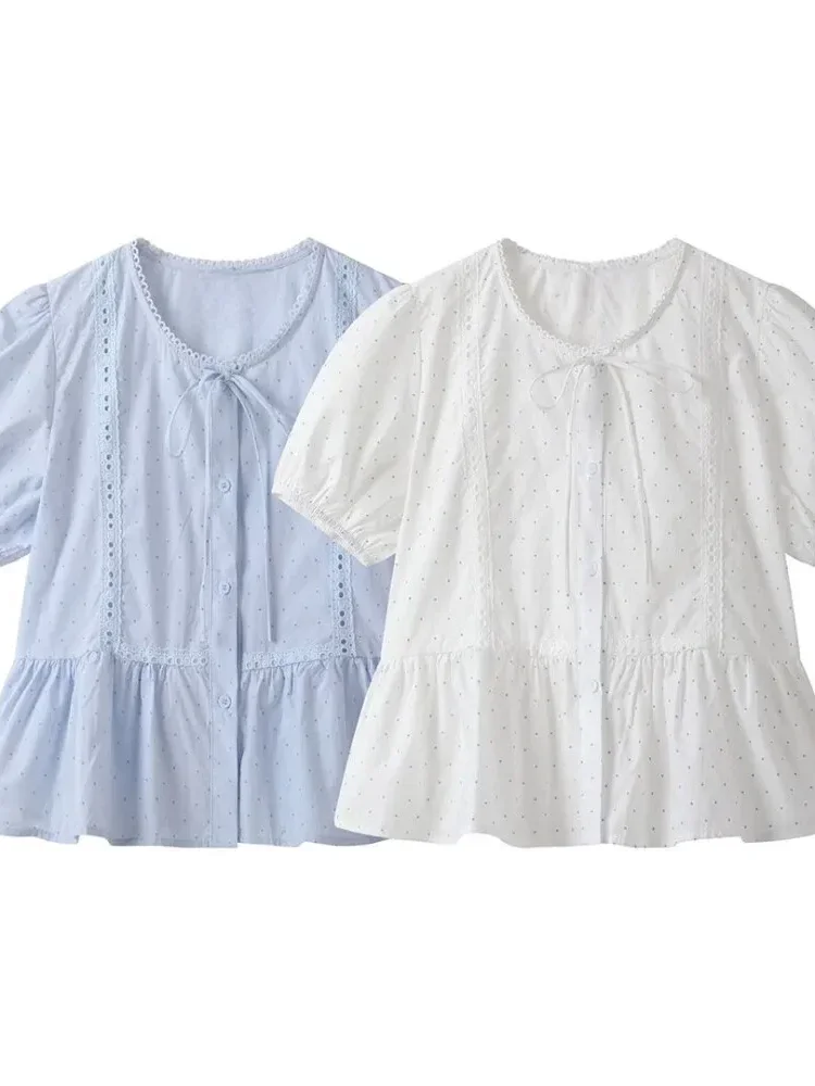 CHICMORE Atasan blouse motif polkadot dengan gaya kasual untuk wanita