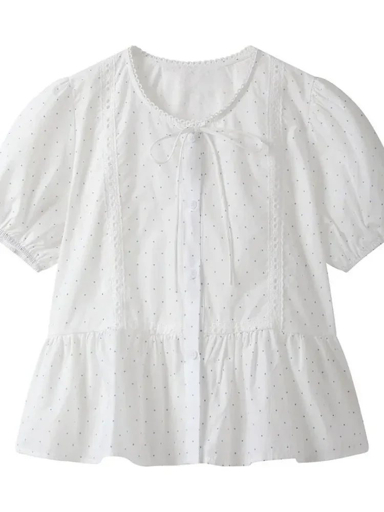 CHICMORE Atasan blouse motif polkadot dengan gaya kasual untuk wanita