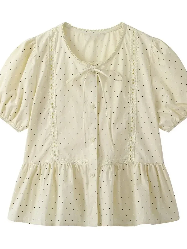 CHICMORE Atasan blouse motif polkadot dengan gaya kasual untuk wanita