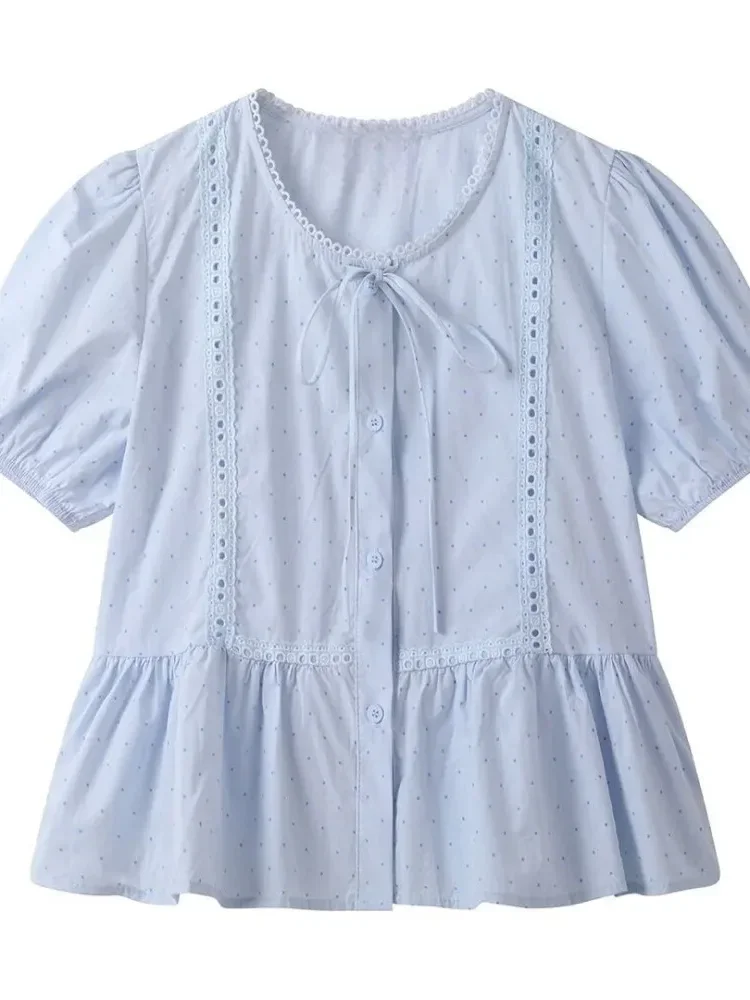 CHICMORE Atasan blouse motif polkadot dengan gaya kasual untuk wanita