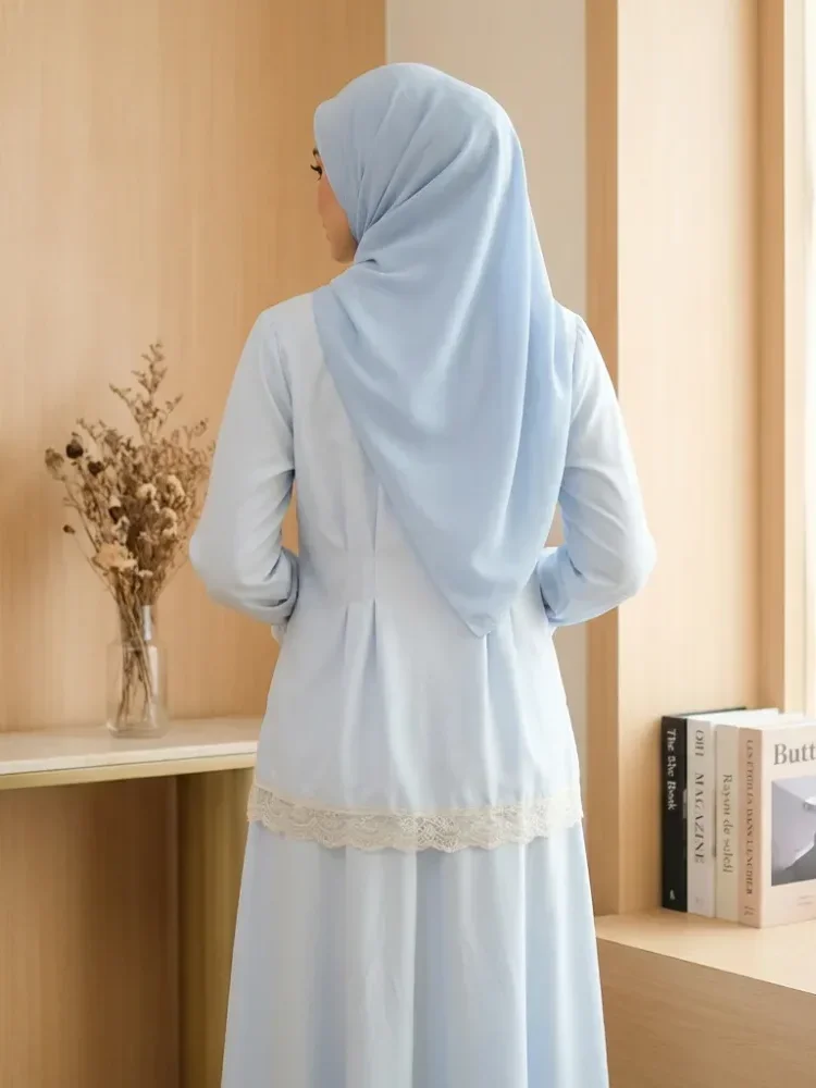 [READY STOCK]CHICMORE Setelan lembut, kemeja lengan panjang dengan celana panjang, kemeja dekoratif renda bersulam