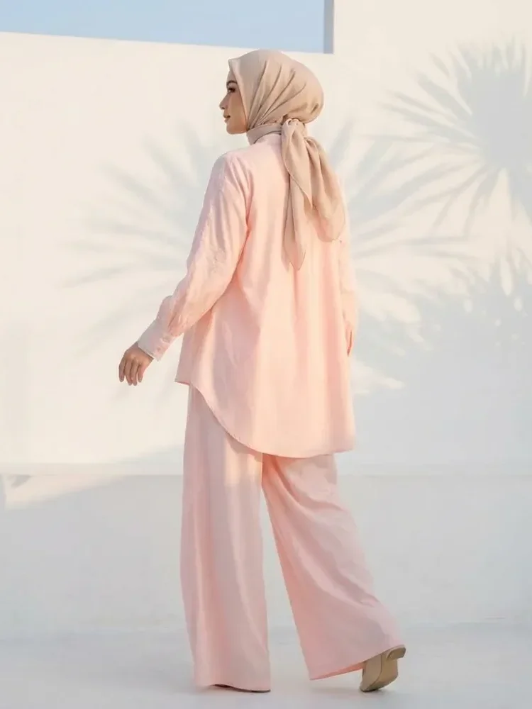 [READY STOCK]CHICMORE Setelan kemeja lengan panjang dan celana panjang, kemeja berhiaskan renda bordir