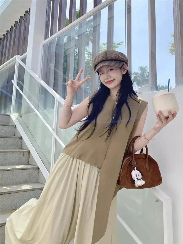 [NEW]CHICMORE Setelan wanita dua potong kekinian tanpa lengan dengan celana panjang kaki lebar