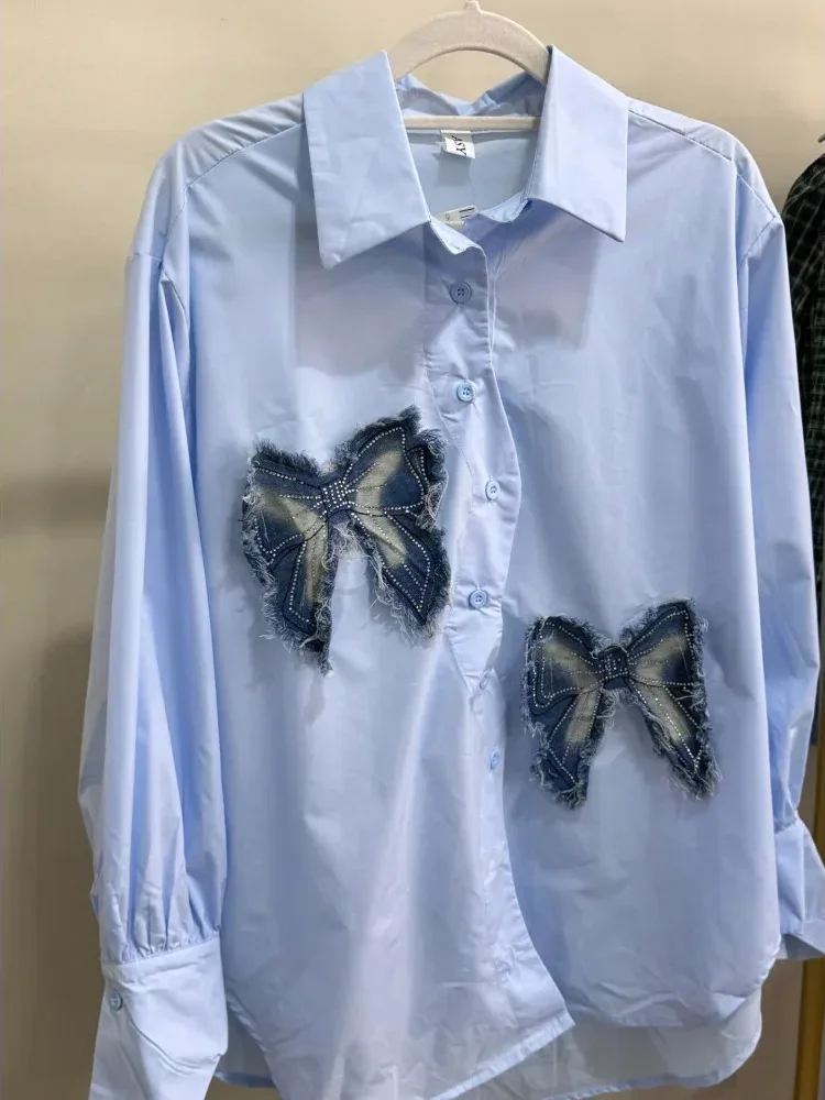 CHICMORE Atasan blouse lengan panjang dengan model kerah polo gaya kasual kekinian