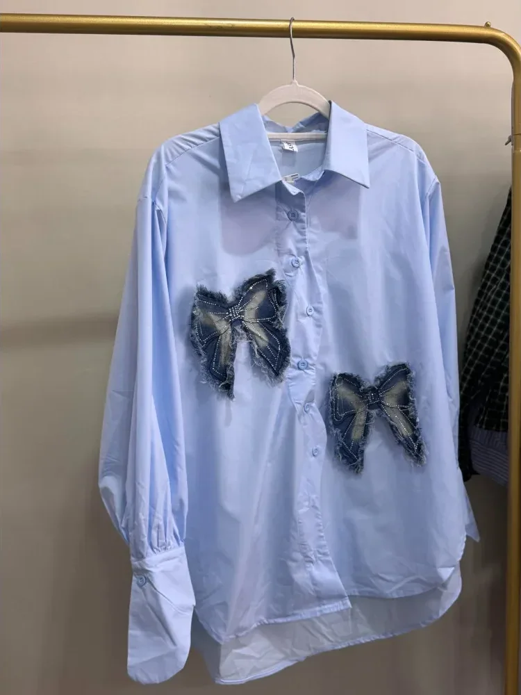 CHICMORE Atasan blouse lengan panjang dengan model kerah polo gaya kasual kekinian