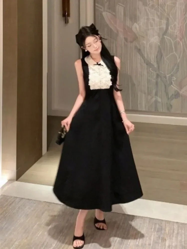 [DISKON KILAT]CHICMORE Gaun wanita model hepburn tanpa lengan gaya mewah