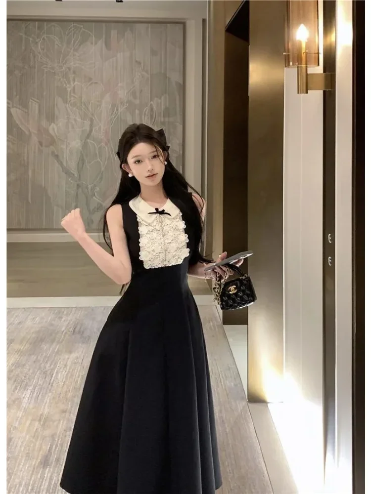 [DISKON KILAT]CHICMORE Gaun wanita model hepburn tanpa lengan gaya mewah