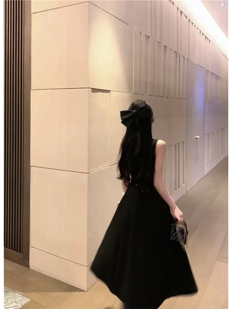 [DISKON KILAT]CHICMORE Gaun wanita model hepburn tanpa lengan gaya mewah