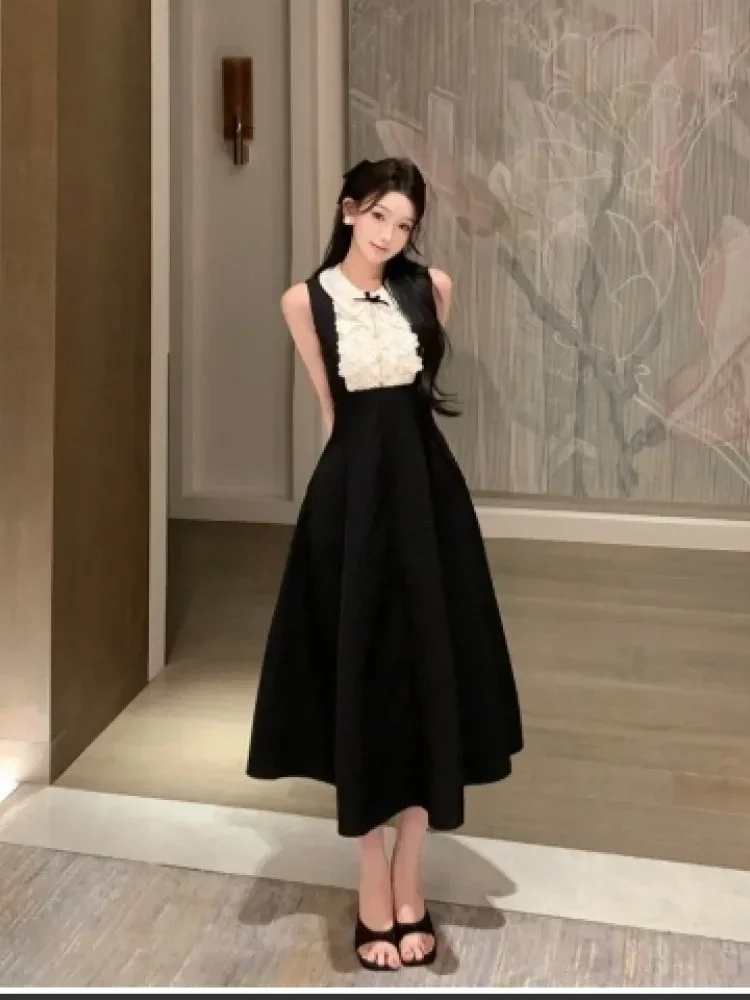 [DISKON KILAT]CHICMORE Gaun wanita model hepburn tanpa lengan gaya mewah