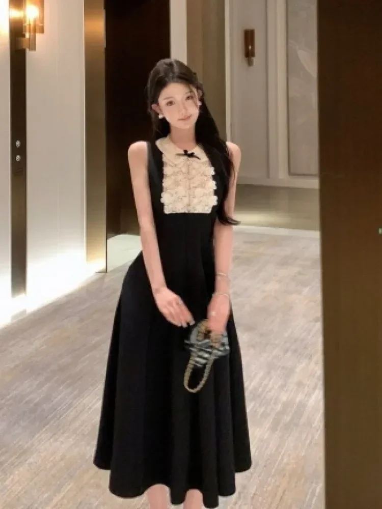 [DISKON KILAT]CHICMORE Gaun wanita model hepburn tanpa lengan gaya mewah