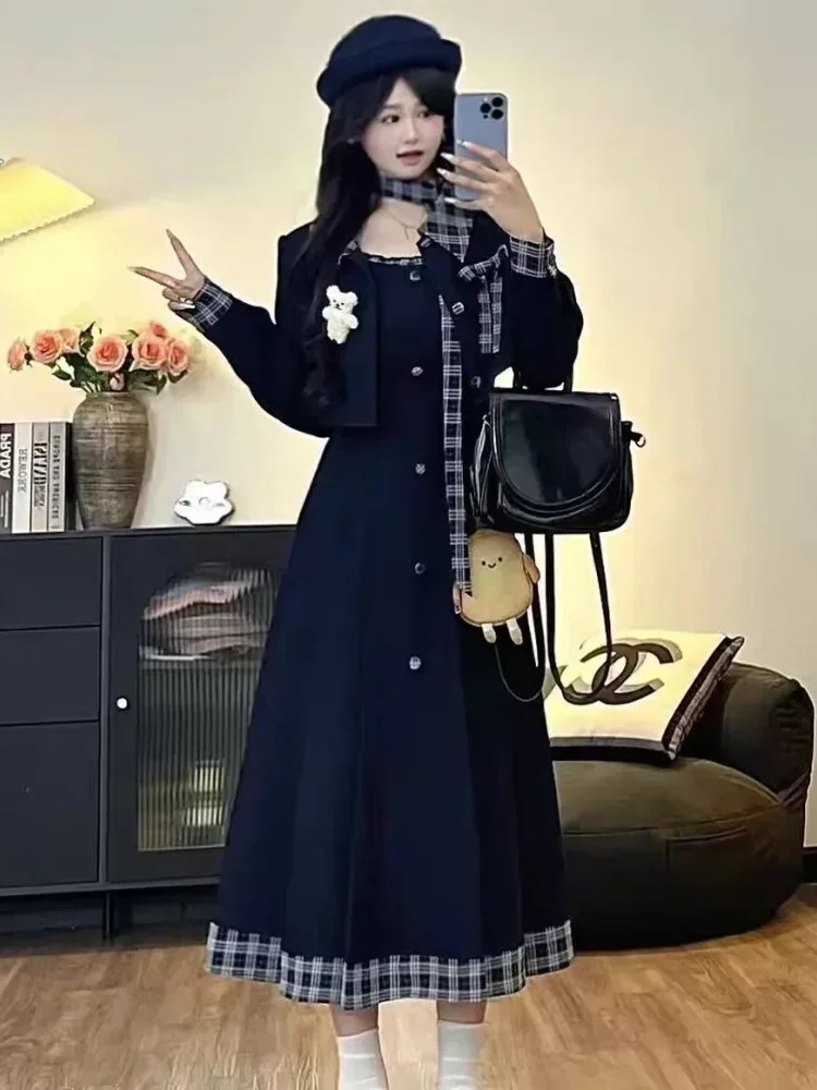 [READY STOCK]CHICMORE Setelan gaun model baru variasi kancing unik dan rompi berlengan panjang untuk wanita feminime