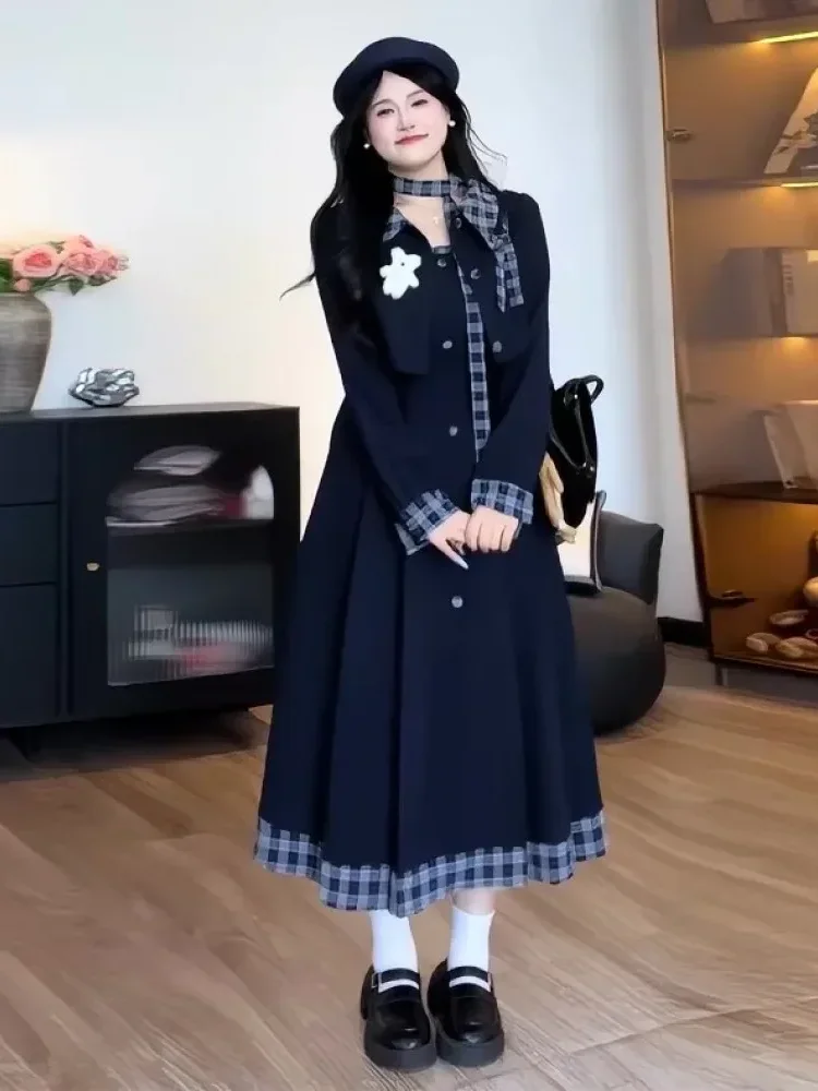 [READY STOCK]CHICMORE Setelan gaun model baru variasi kancing unik dan rompi berlengan panjang untuk wanita feminime