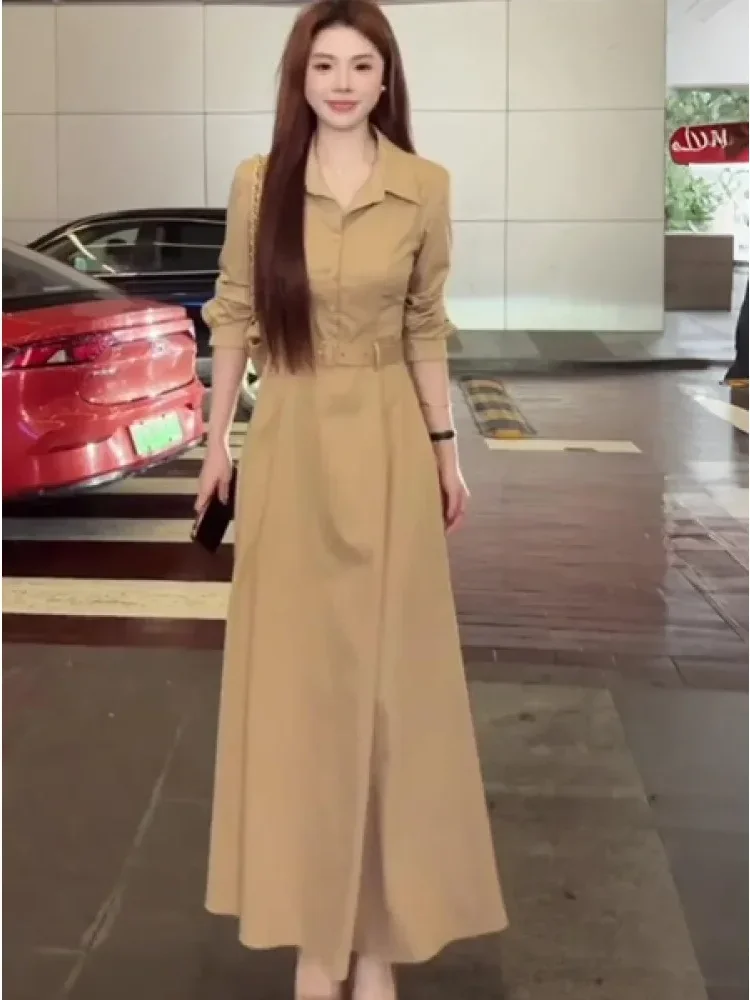 [READY STOCK]CHICMORE Gaun kerah polo elegan gaya korea lengan panjang wanita yang cantik gaya kasual kelas atas