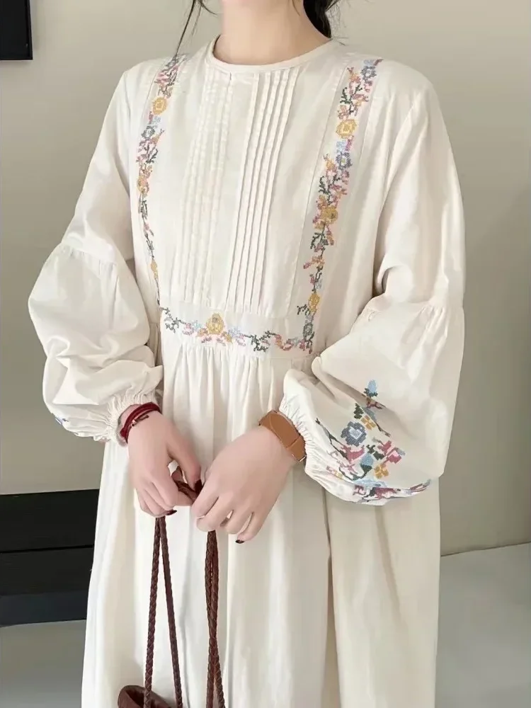 CHICMORE Gaun gaya rok a line longgar gaya kasual modis lengan panjang untuk wanita