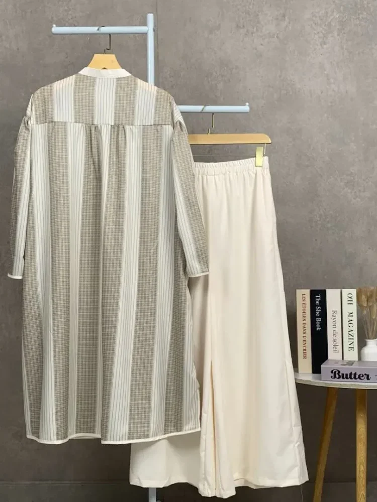 [READY STOCK]CHICMORE Setelan panjang dua potong wanita, atasan bermotif serbaguna dan celana panjang