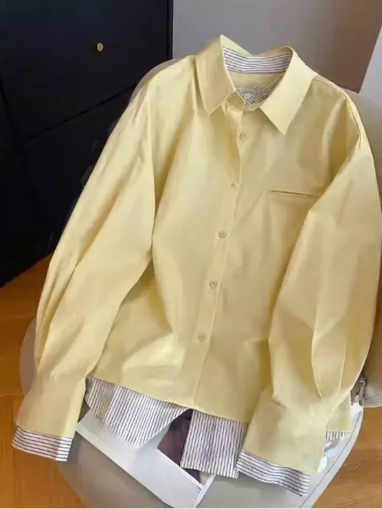 [NEW]CHICMORE Atasan kemeja wanita elegan dengan kancing aktif di depan