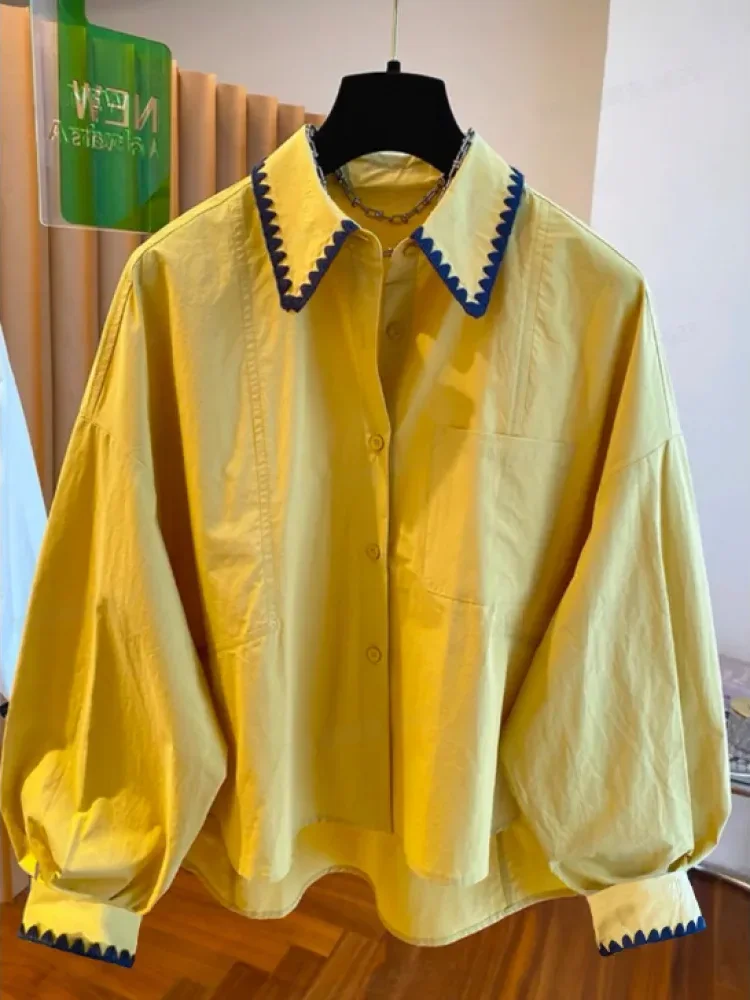 [NEW]CHICMORE Atasan kemeja lengan panjang kancing aktif sebaris bergaya modis