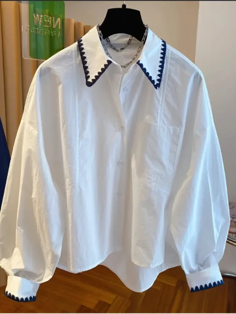 [NEW]CHICMORE Atasan kemeja lengan panjang kancing aktif sebaris bergaya modis