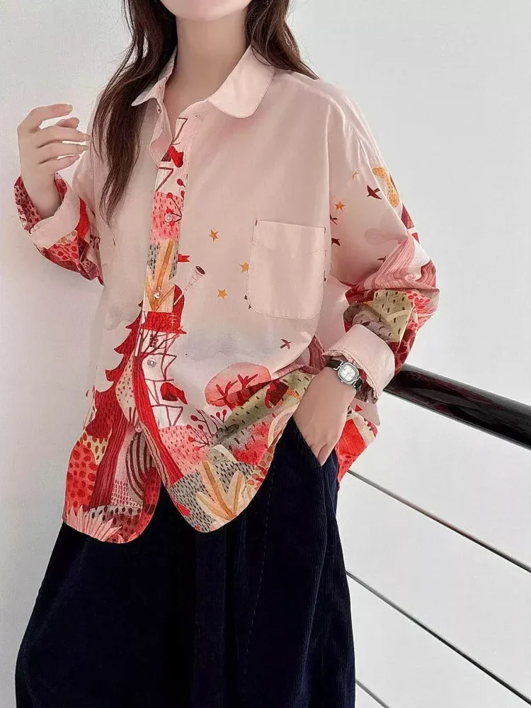 [READY STOCK]CHICMORE Atasan kemeja motif unik terbaru dengan kancing sebaris dan variasi saku cantik