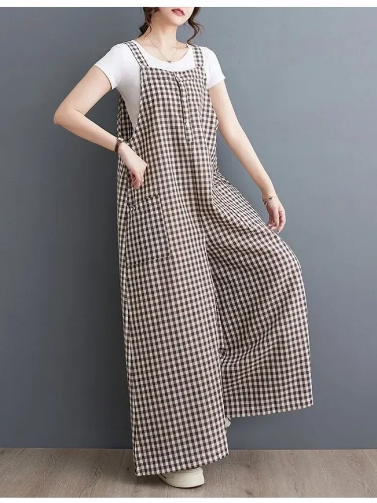 [READY STOCK]CHICMORE Jumpsuit kotak-kotak longgar yang modis (tanpa rompi)