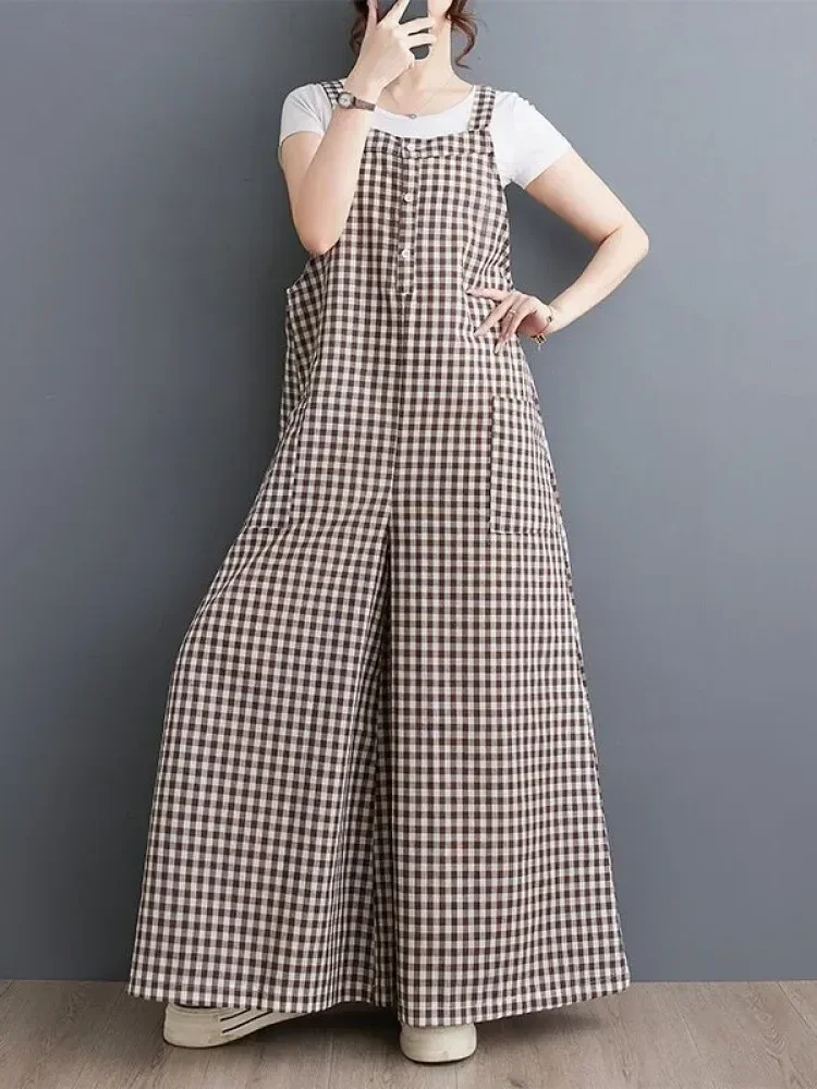 [READY STOCK]CHICMORE Jumpsuit kotak-kotak longgar yang modis (tanpa rompi)