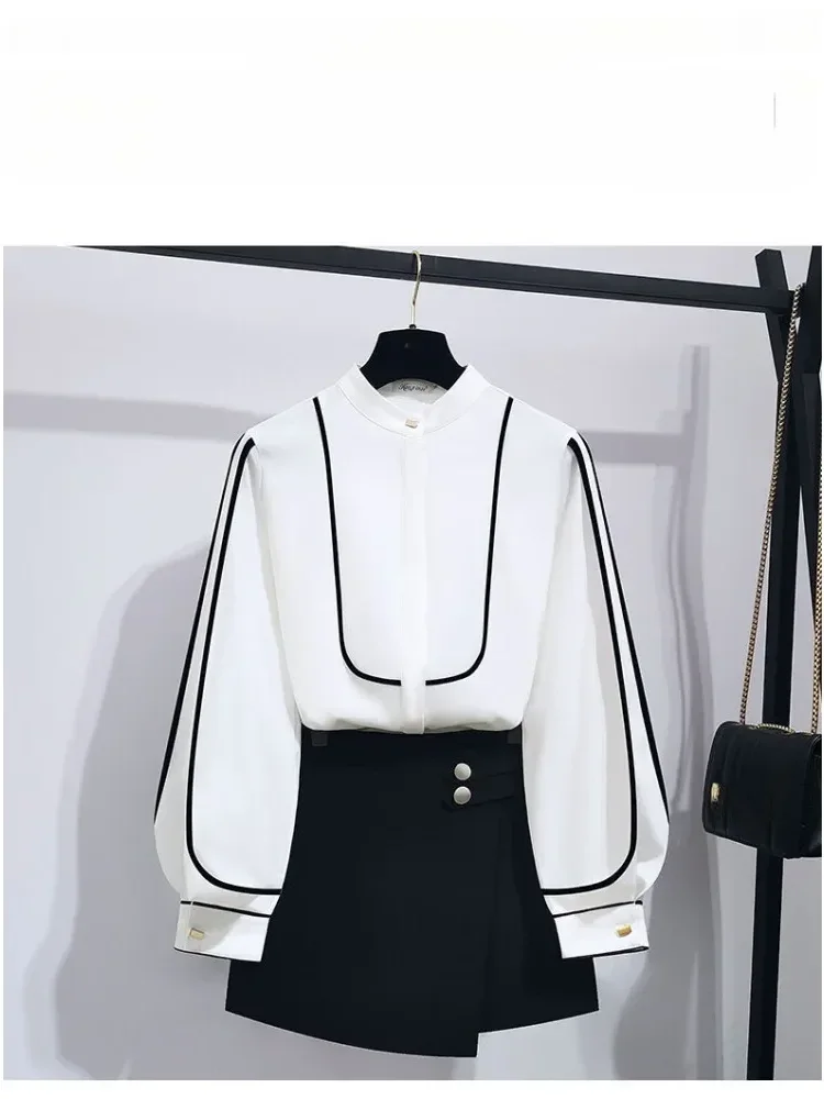 FADFAD Kemeja lengan panjang balon formal untuk wanita