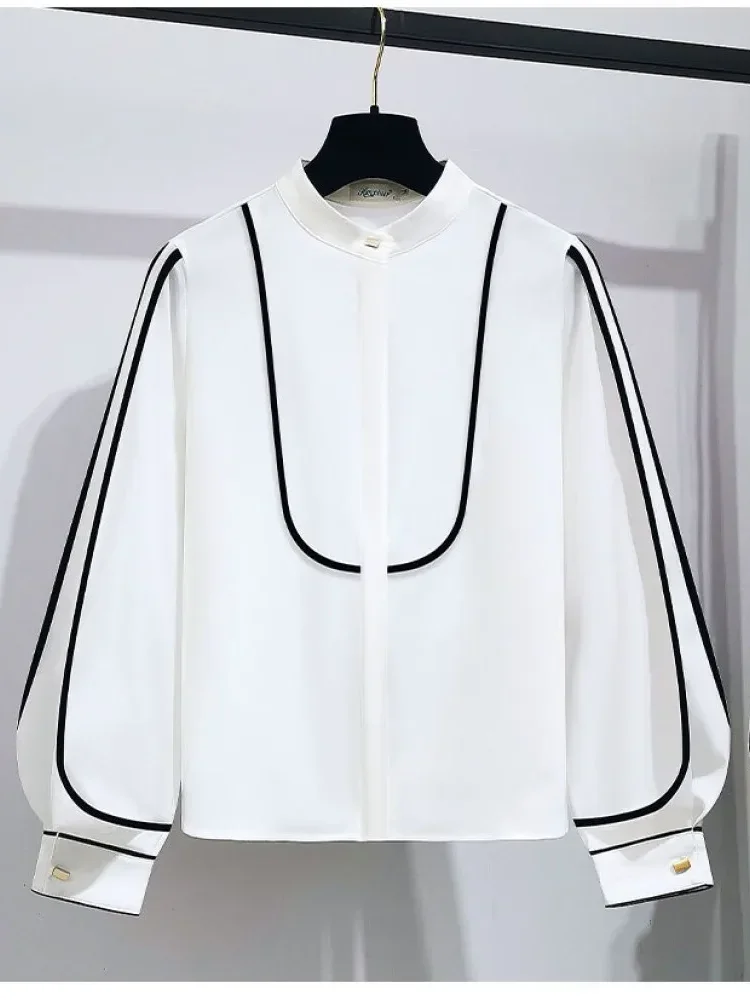 FADFAD Kemeja lengan panjang balon formal untuk wanita