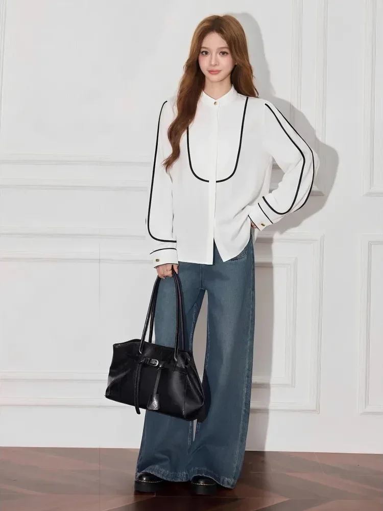 FADFAD Kemeja lengan panjang balon formal untuk wanita